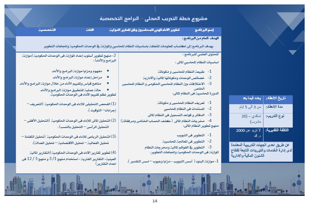 الخطة التدريبية للموسم 2025-2026