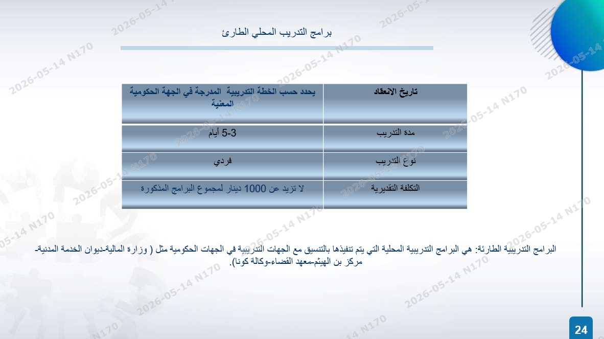الخطة التدريبية للموسم 2026-2027